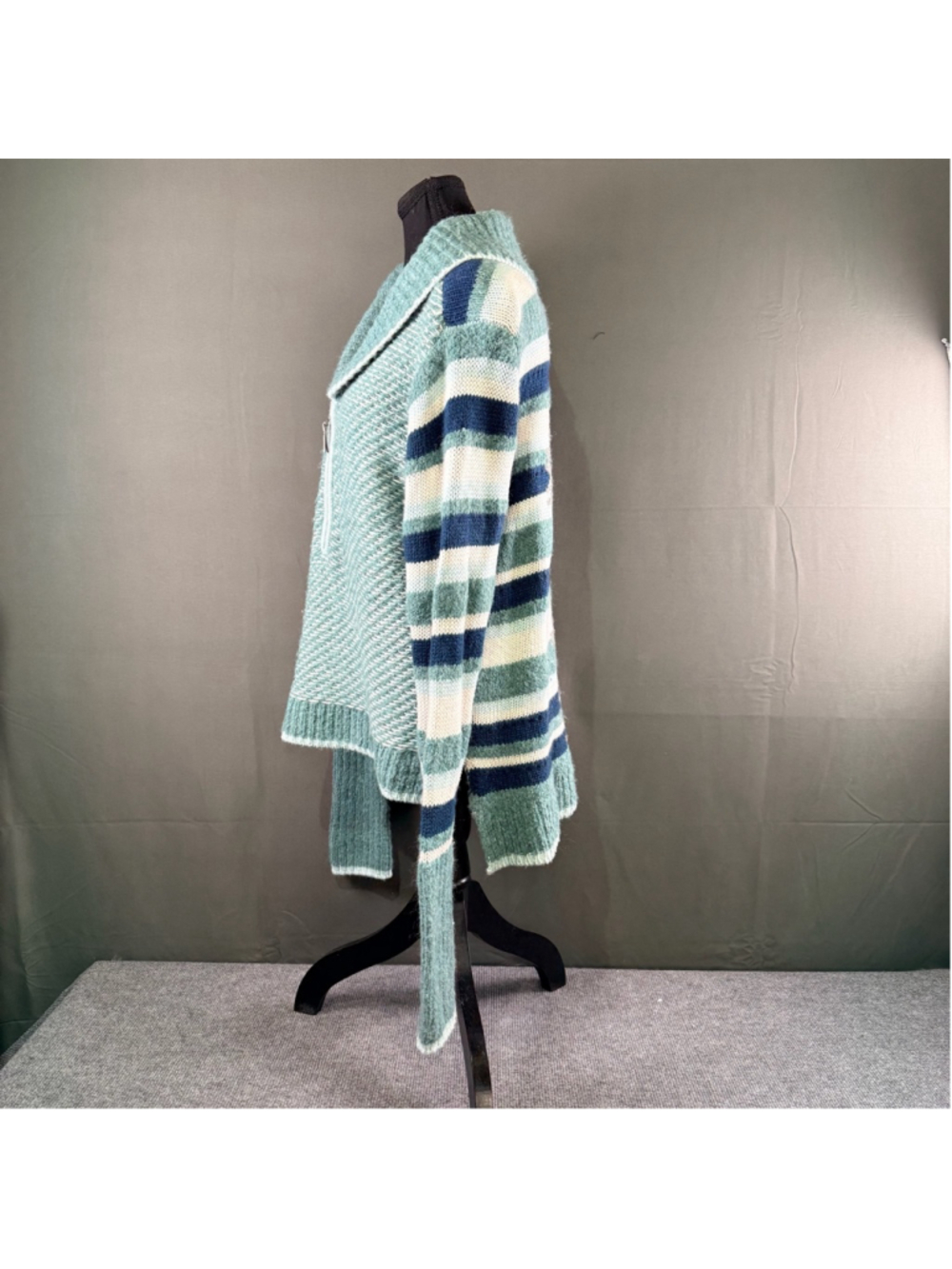 Smartwool Sweater Women’s M CHUP Wool Blend Half Zip Aztec Boho Knit Blue Green - Picture 3 of 15